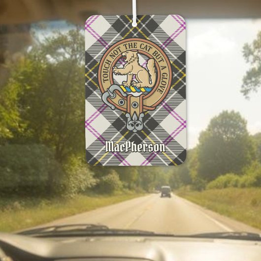 Clan MacPherson Wappen über Dress Tartan Autolufterfrischer