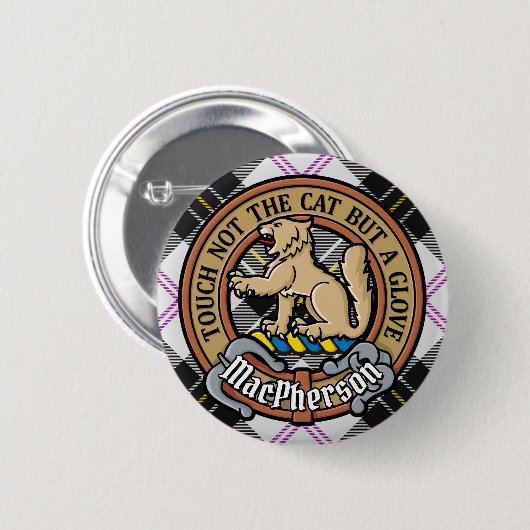 Clan MacPherson Wappen über Dress Tartan Button (Vorne & Hinten)