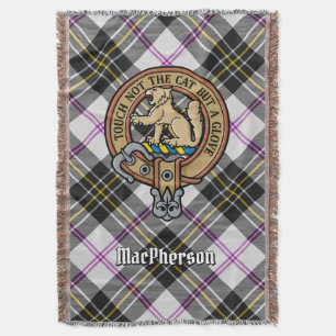 Clan MacPherson-Wappen über Dress-Tartan Decke