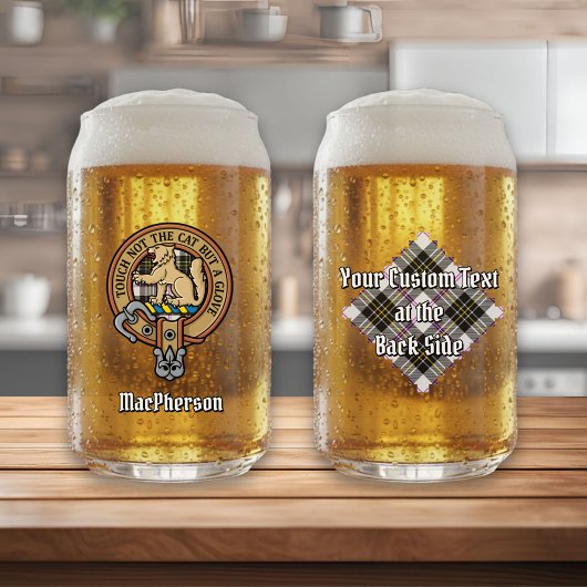 Clan MacPherson Wappen über Dress Tartan Dosenglas