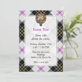 Clan MacPherson Wappen über Dress Tartan Einladung (Stehend Vorderseite)