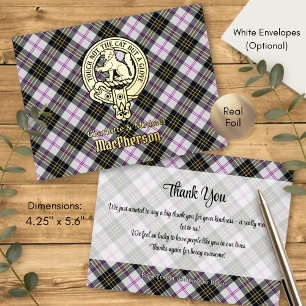 Clan MacPherson-Wappen über Dress-Tartan Folie Einladungspostkarte