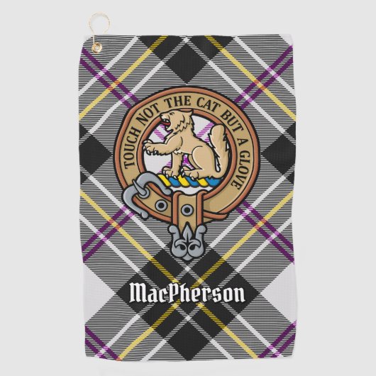 Clan MacPherson Wappen über Dress Tartan Golf Hand Golfhandtuch (Vorderseite)