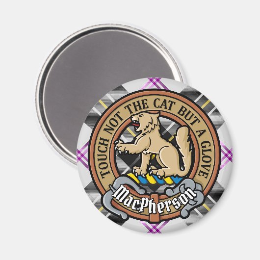 Clan MacPherson Wappen über Dress Tartan Magnet (Vorderseite/Rückseite)