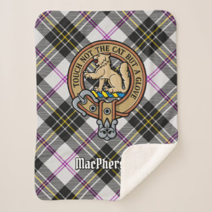 Clan MacPherson Wappen über Dress Tartan Sherpadecke
