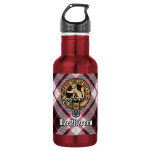 Clan MacPherson-Wappen über Hunting Tartan Edelstahlflasche