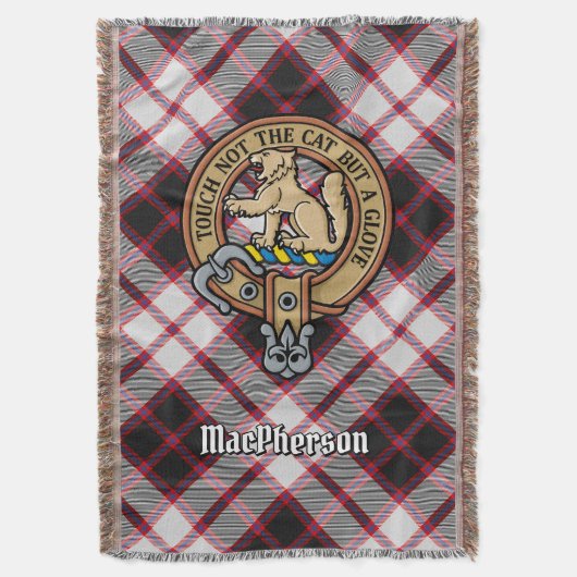 Clan MacPherson Wappen über Jagdtartan Decke (Vorderseite Vertikal)