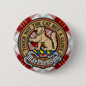 Clan MacPherson Wappen über Red Dress Tartan Button (Vorderseite)