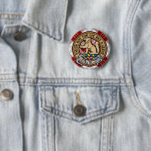 Clan MacPherson Wappen über Red Dress Tartan Button (Beispiel)