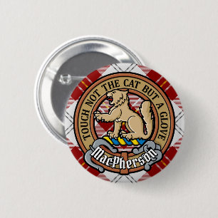 Clan MacPherson Wappen über Red Dress Tartan Button