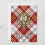 Clan MacPherson Wappen über Red Dress Tartan Einladung (Rückseite)