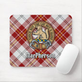 Clan MacPherson Wappen über Red Dress Tartan Mousepad (Mit Mouse)