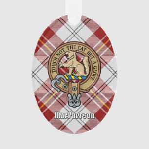 Clan MacPherson Wappen über Red Dress Tartan Ornament