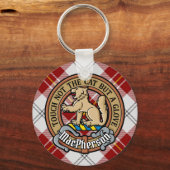 Clan MacPherson Wappen über Red Dress Tartan Schlüsselanhänger (Vorderseite)