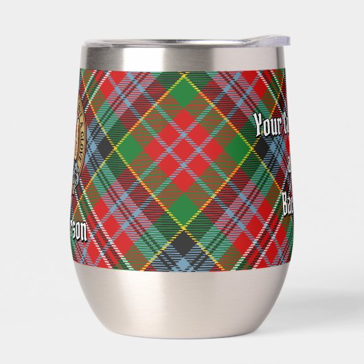 Clan MacPherson Wappen über Tartan (Links)