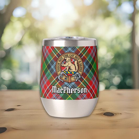Clan MacPherson Wappen über Tartan