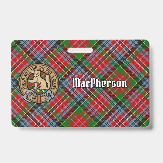 Clan MacPherson Wappen über Tartan Ausweis (Vorderseite)