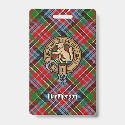 Clan MacPherson Wappen über Tartan Ausweis (Vorderseite)