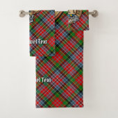 Clan MacPherson Wappen über Tartan Badhandtuch Set (Insitu)