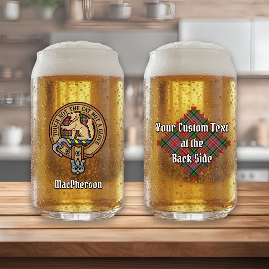 Clan MacPherson Wappen über Tartan Dosenglas