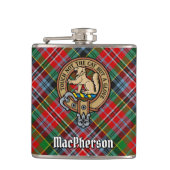 Clan MacPherson Wappen über Tartan Flachmann (Vorderseite)