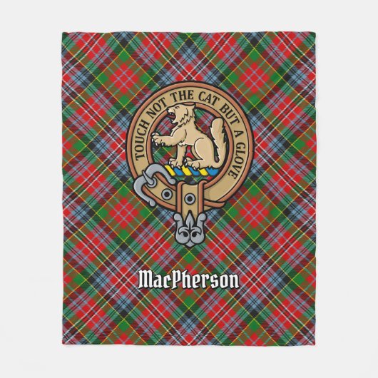 Clan MacPherson Wappen über Tartan Fleecedecke (Vorderseite)