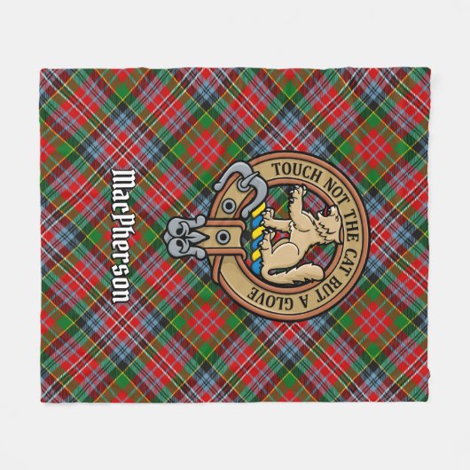 Clan MacPherson Wappen über Tartan Fleecedecke (Vorderseite (Horizontal))