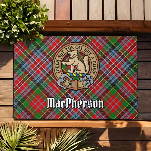 Clan MacPherson Wappen über Tartan Fußmatte