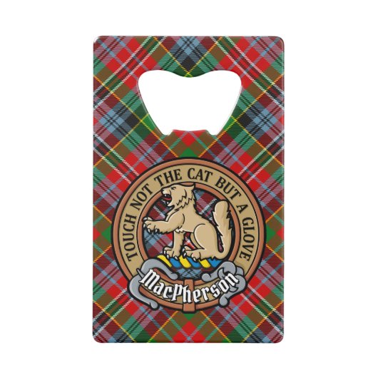 Clan MacPherson Wappen über Tartan Geldbeutel Flaschenöffner (Vorderseite)