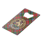 Clan MacPherson Wappen über Tartan Geldbeutel Flaschenöffner (Vorderseite Schrägansicht)