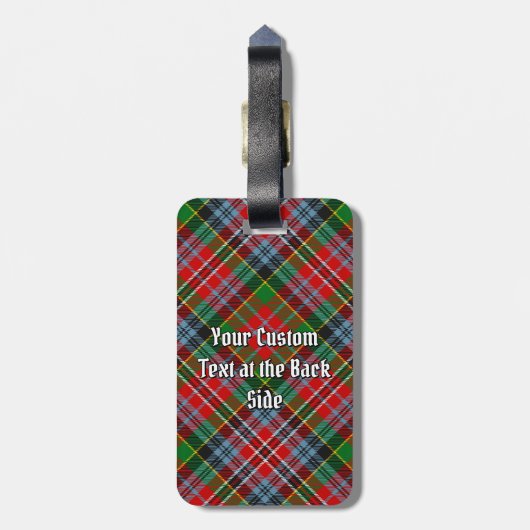 Clan MacPherson Wappen über Tartan Gepäckanhänger (Rückseite vertikal)