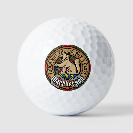 Clan MacPherson Wappen über Tartan Golfball (Vorderseite)
