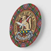 Clan MacPherson Wappen über Tartan Große Wanduhr (Winkel)