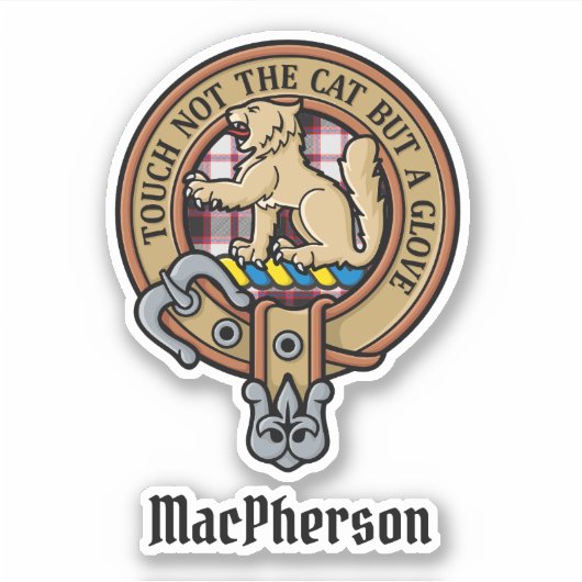Clan MacPherson Wappen über Tartan-Jagdsticker Aufkleber (Vorderseite)
