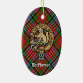 Clan MacPherson Wappen über Tartan Keramik Ornamen Keramik Ornament (Rechts)