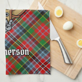 Clan MacPherson Wappen über Tartan Küchentuch (Viertel Falte)