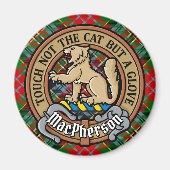 Clan MacPherson Wappen über Tartan Magnet (Vorne)
