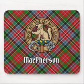 Clan MacPherson Wappen über Tartan Mousepad (Vorne)