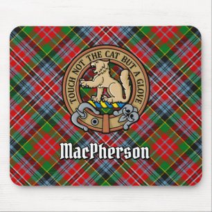 Clan MacPherson Wappen über Tartan Mousepad