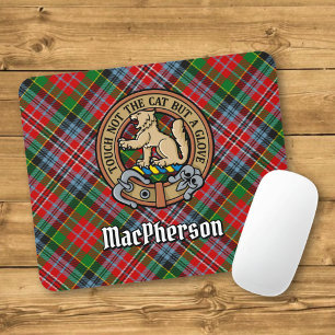 Clan MacPherson Wappen über Tartan Mousepad