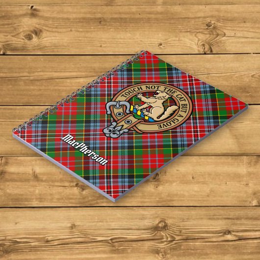 Clan MacPherson Wappen über Tartan Notizblock