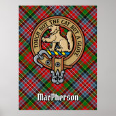 Clan MacPherson Wappen über Tartan Poster (Vorne)