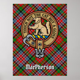 Clan MacPherson Wappen über Tartan Poster