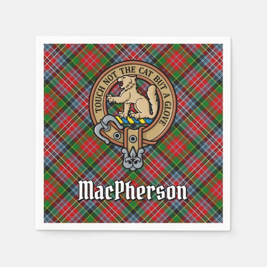Clan MacPherson Wappen über Tartan Serviette (Vorderseite)