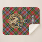 Clan MacPherson Wappen über Tartan Sherpadecke (Vorderseite (Horizontal))