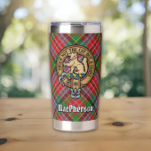 Clan MacPherson Wappen über Tartan Thermobecher