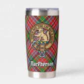 Clan MacPherson Wappen über Tartan Thermobecher (Vorderseite)