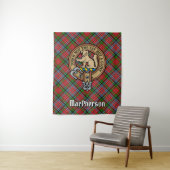 Clan MacPherson Wappen über Tartan Wandteppich (Beispiel)