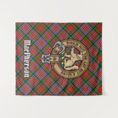 Clan MacPherson Wappen über Tartan Wandteppich (Vorderseite (Horizontal))