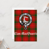 Clan MacQuarrie Tartan und Wappen Gruß Karte (Vorderseite/Rückseite Beispiel)